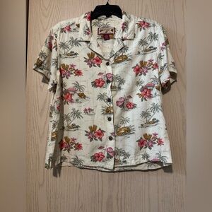 Vintage Caribbean Joe Tropical Hibiscus Aloha Hawaiian Shirt size Large